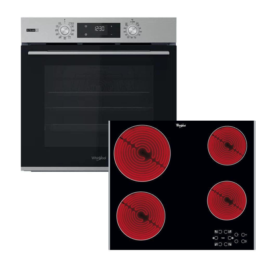 OMSK58HU1SX + AKT 8090 LX Φούρνος άνω Πάγκου Whirlpool OMSK58HU1SX 71lt με Κεραμικές Εστίες AKT 8090 LX, Π59.5εκ. Inox - Image 1